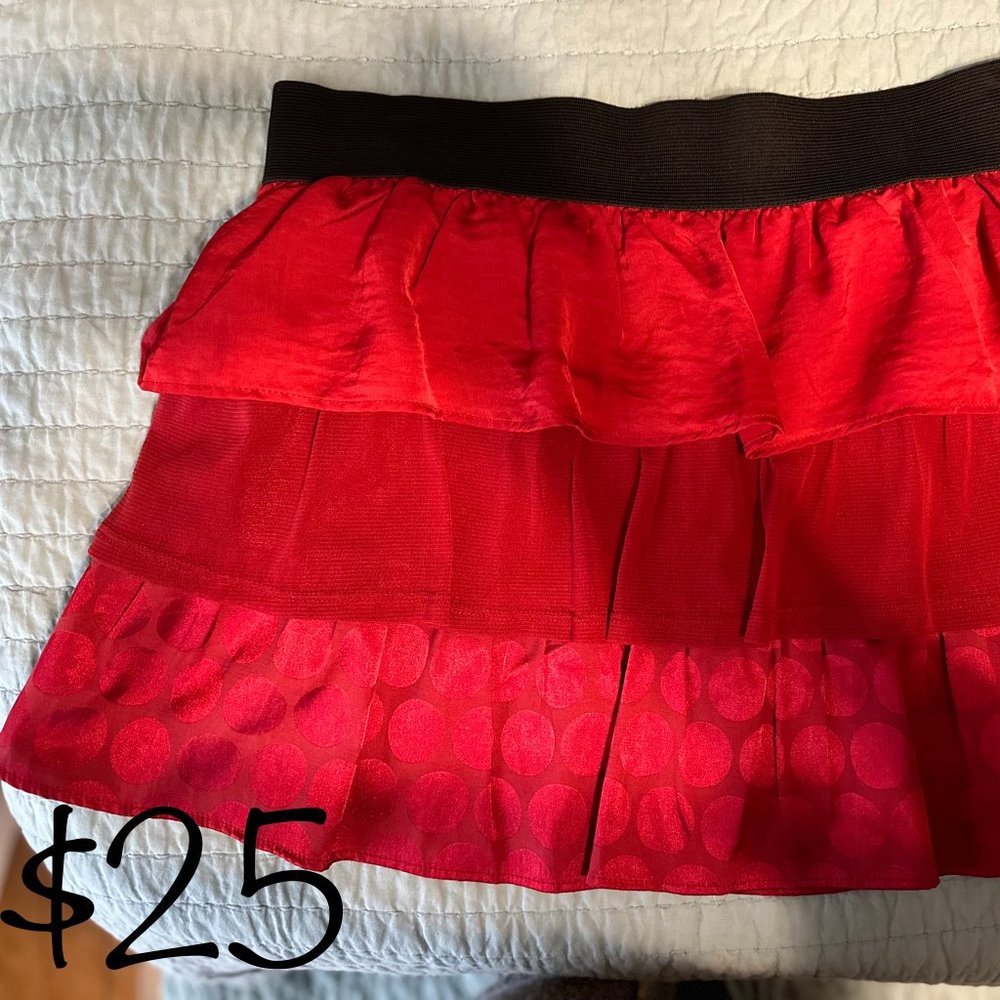 Layered, red skirt